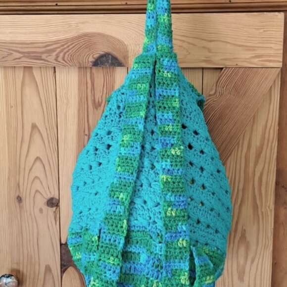 Hand Crafted Crochet Cotton Back Pack Bag Purse Tote - Picture 12 of 16